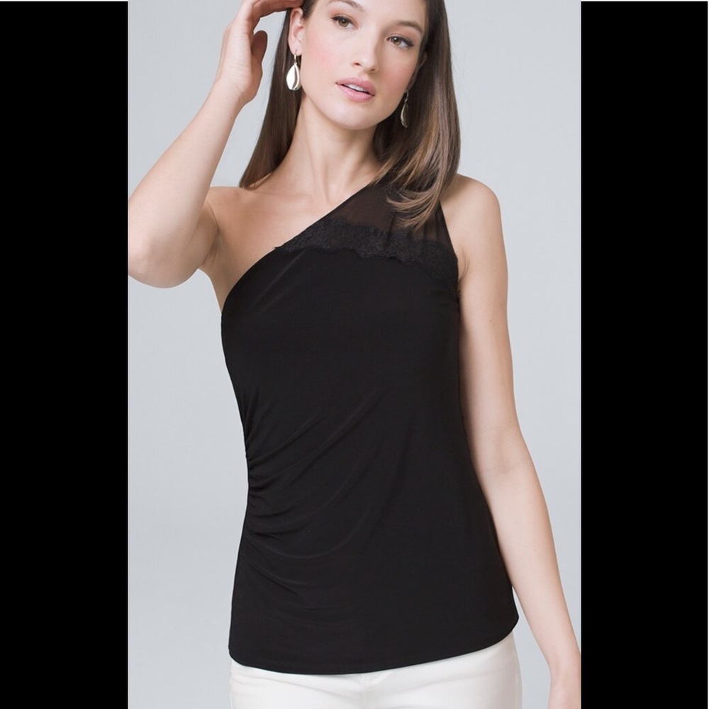WHBM one shoulder black tank NWT S M
